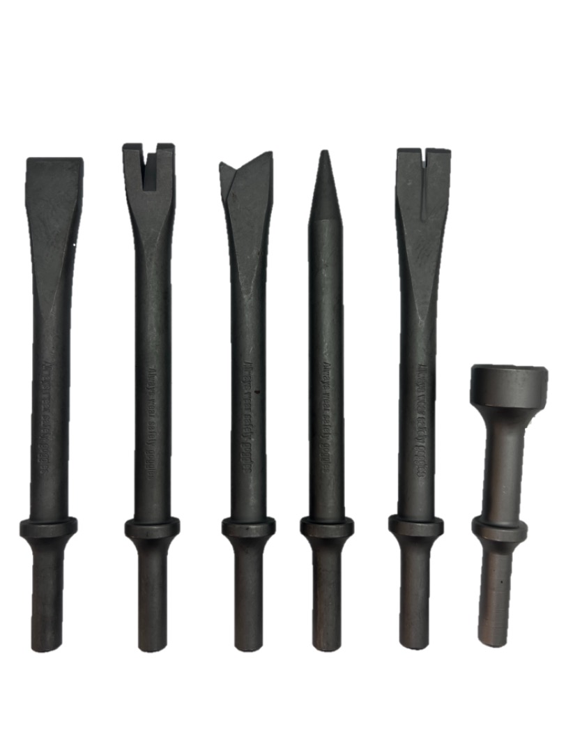 銓宥金屬多款氣動鑿刀和配件展示，包括氣動鑿刀、電動鑿刀和加長型套筒